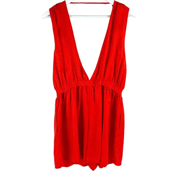 Roseanna Orange Leopard Print Romper 100% Silk Deep V Neck Large EU 40 France - Picture 1 of 8